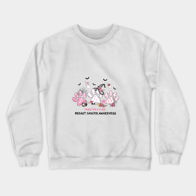 Paws for a Cure - Breast Cancer Awareness Crewneck Sweatshirt by TsunamiMommy